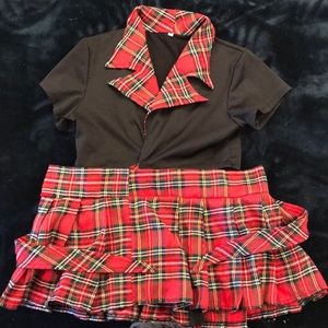 Plaid crop top and ultra mini skirt costume set